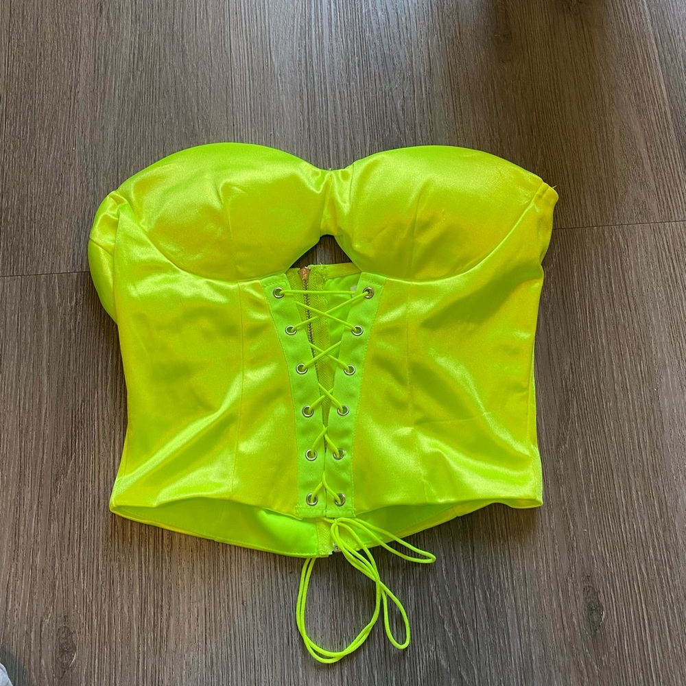 Cute neon green tube top